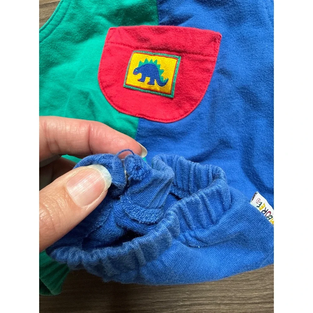 Gymboree Overalls 6-12M Multicolor Vintage Rainbow Tag Dinosaur Colorblock 90s
